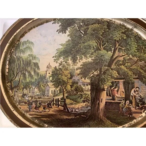 Vintage Sunshine biscuits‎ the blacksmith oval advertising Tray sleepy hollow